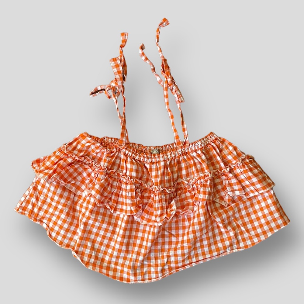 ASOS DESIGN Petite Gingham Tiered Sun Top